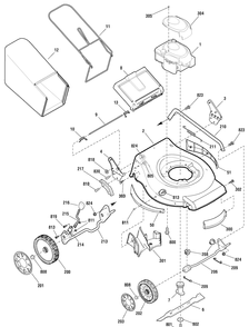 Deck And Engine Group Diagram and Parts List for 881023-MX550 2010 Briggs and Stratton Lawn Mower